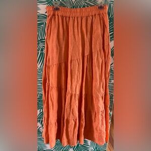 Rachel Zoe 100% linen orange maxi skirt w/ pockets sz M